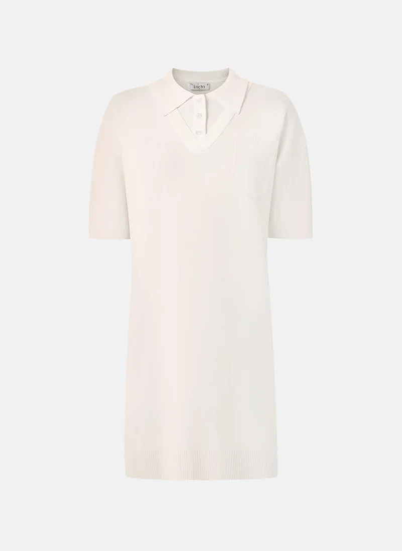 Lichi Mini knitted dress with polo collar